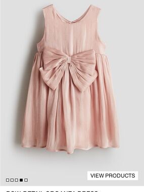 H&M Girls Blush Pink Bow-Front Party Dress